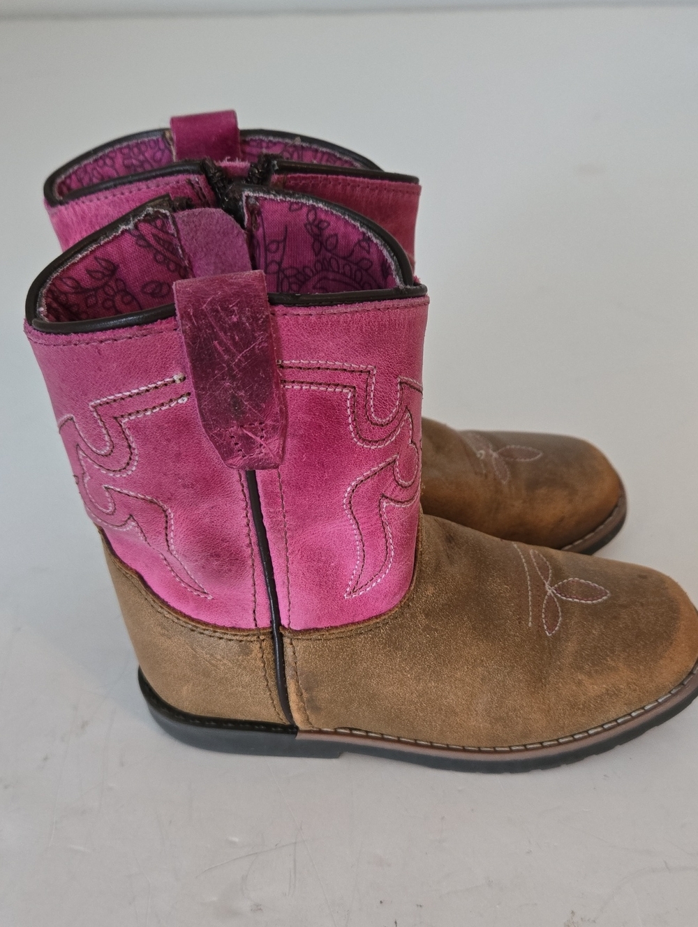 Shyanne Girls Pink And Brown Cowboy Boots Style 43920 Size 10D - Picture 4 of 8